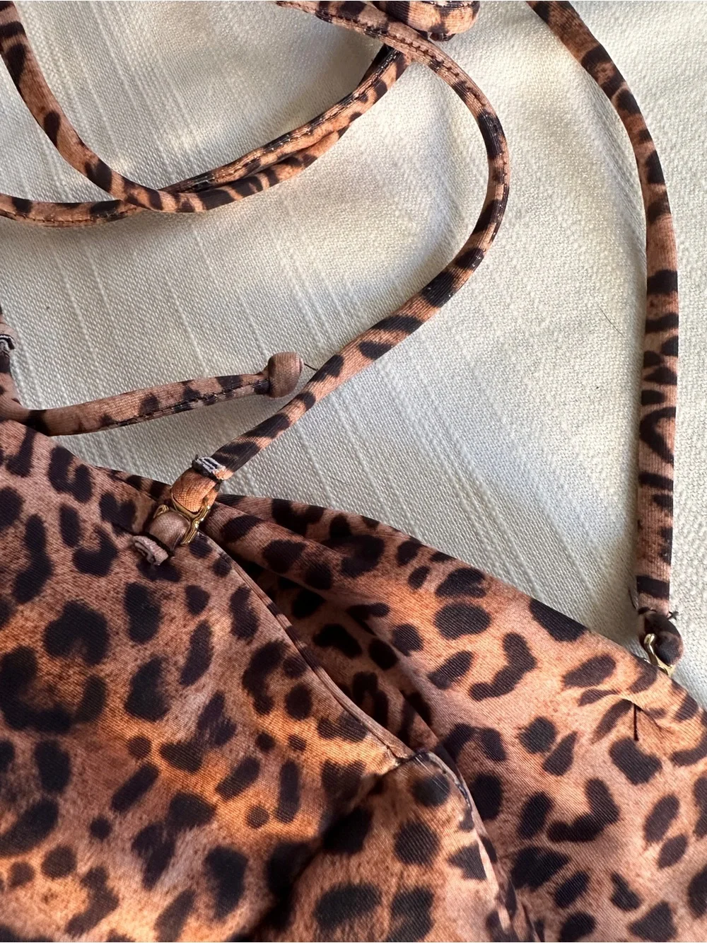 SKATIE Leopard Print Tie-Adjustable Bikini Top L - Bottom M NWOT - Picture 4 of 13